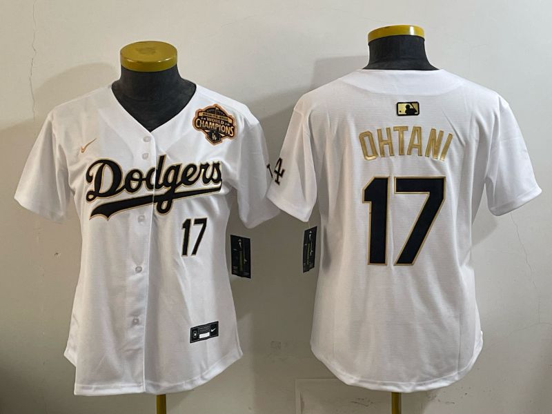 Youth Nike 2026 Los Angeles Dodgers #17 Ohtani White Gold Game MLB Jersey 065